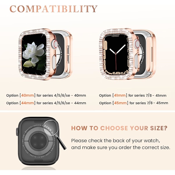 4-pack för Apple Watch Series 6 5 4 Se 44Mm Bumper Bling case