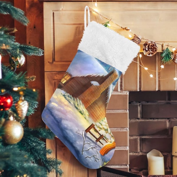 Julklapp, personliga julklappsstrumpor God Jul Julgran Vinter Snögubbe Jultomte 45 cm stora julklappsstrumpor Dekoration