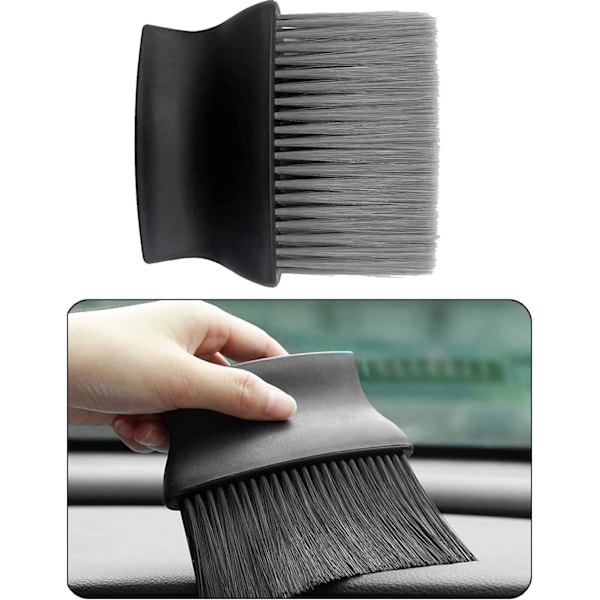 Car Detailing Brushes Set - Boars Hair Ultra Soft Interior Detailing Brush (Black, 1PC)