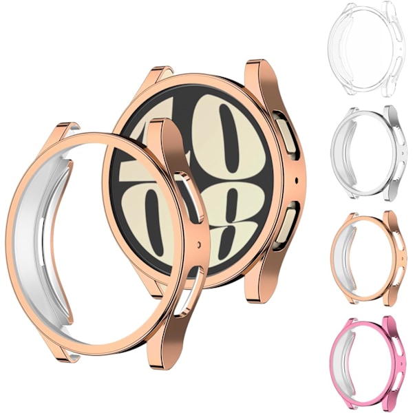 [4 kpl] Galaxy Watch 6 44 mm:n näytönsuojakotelo, pehmeä TPU-kokosuojaava puskurikotelo Galaxy Watch 6 44 mm:lle (44 mm, kirkas+hopea+
