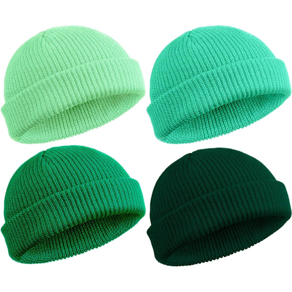 4 stk. Beanie Watch Hat Rull opp kanten Skullcap Fisker Beanie Unisex