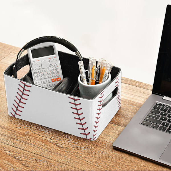 Röda sömmar baseball förvaringsbehållare korgar för organisering 2-pack