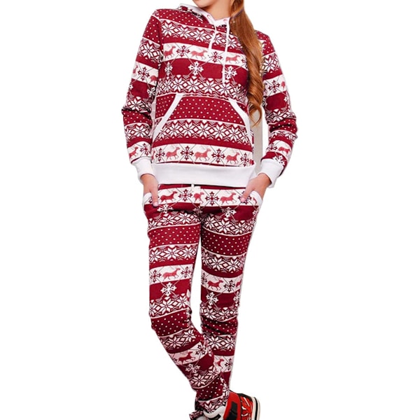 Kvinnors julpyjamas, långärmad pyjamas set, tvådelad sovkläder,