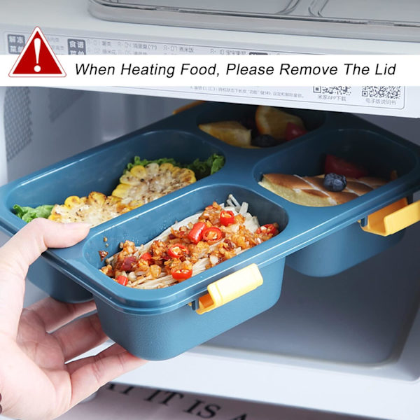 2-pack lunchlåda med 3 fack - Bento lunchlåda för barn och vuxna, snackslådor för barnmatförvaring