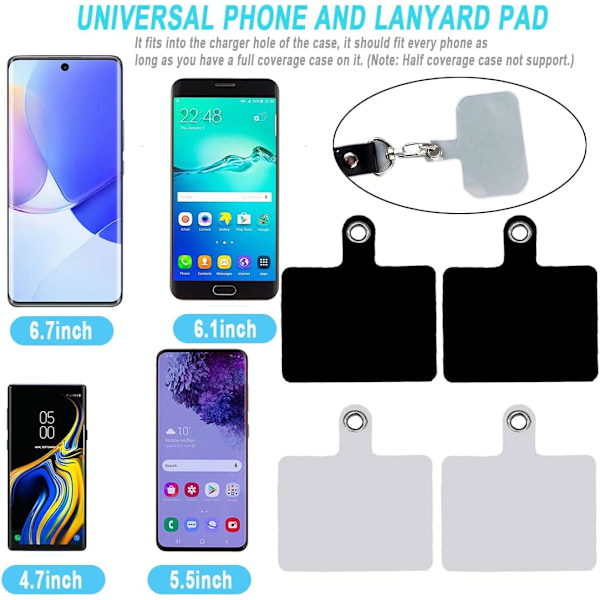 12 stk. Mobiltelefon Lanyard Tether Tab med Metallring