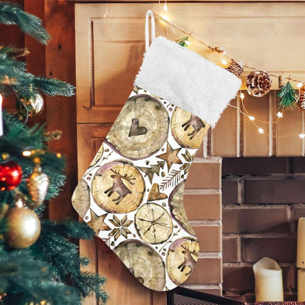 Julklapp, Personliga Julklappsstrumpor 2-pack Jul Rensa Trä 18 tum Julstrumpor Hängande Ornament Eldstad för Träd Dekoration
