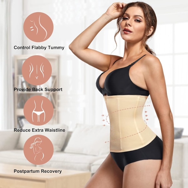 Midjeformet for kvinner Glidelås Midjetrener Shapewear Mesh Body Shaper Korsett