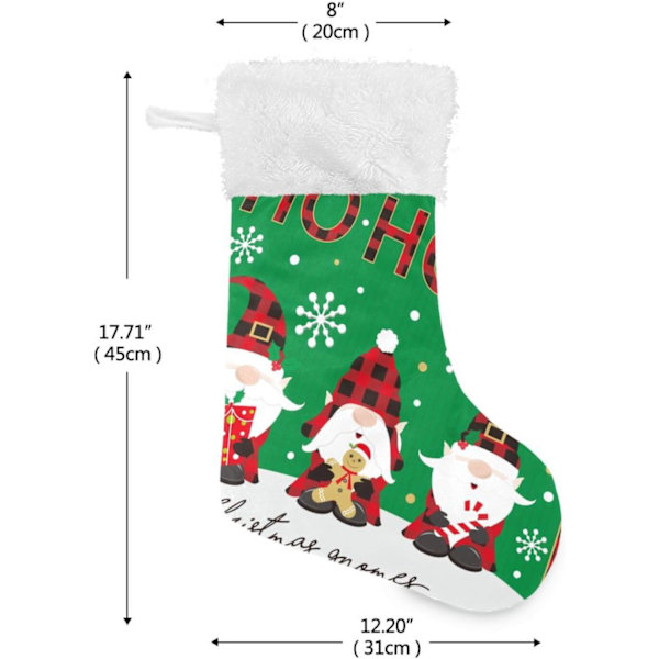 Julklapp, personliga julklappsstrumpor 2-pack Jultomte Julgran Buffelrutig 45,7 cm Julstrumpor Hängande Prydnad