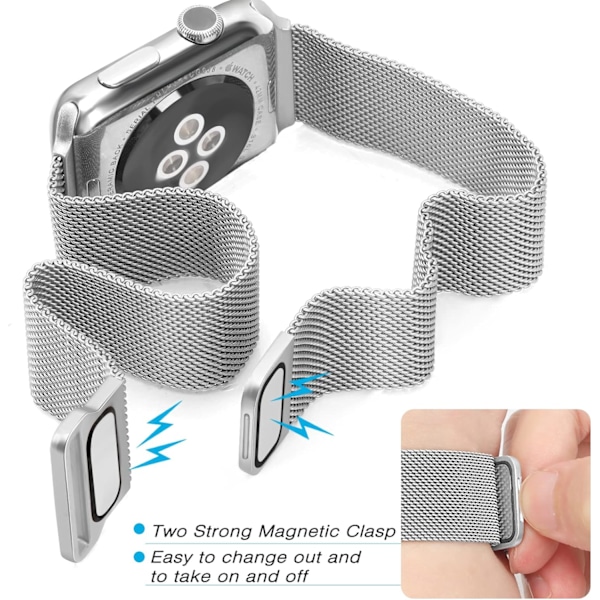 Metall magnetband kompatibelt med Apple Watch 38mm 40mm