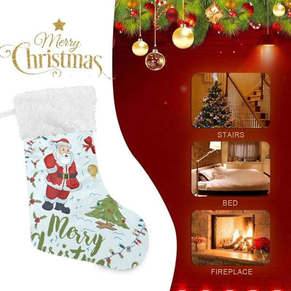 Julklapp, Personliga Julklappsstrumpor 2-pack Nyår Jultomte med Julgran 18 tum Julstrumpor Hängande Ornament K