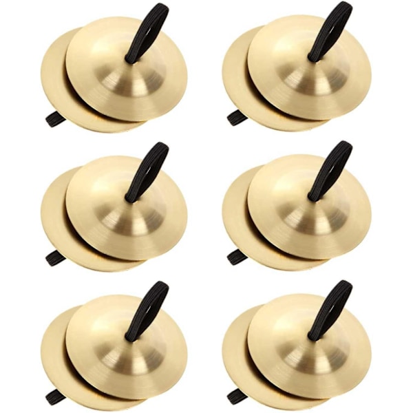 12 stk fingercymbaler magedans, 5,3 cm gull messing fingerdans