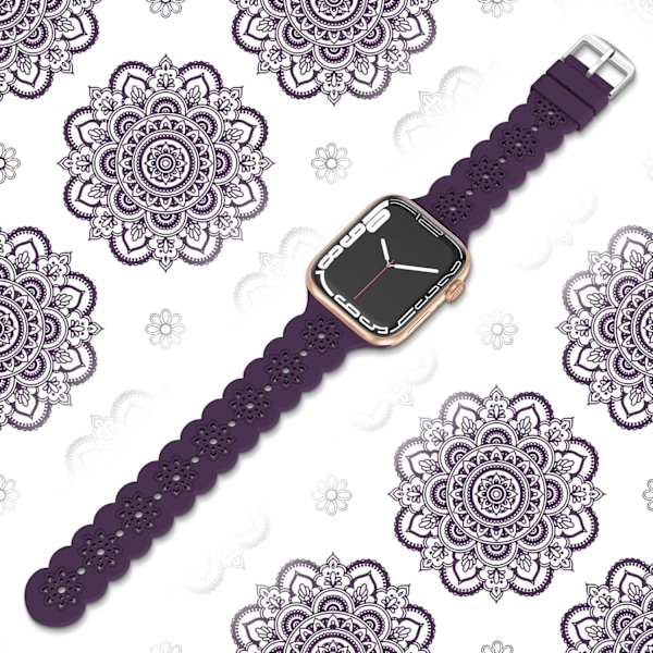 Blomstermønstret silikonrem kompatibel med Apple Watch -rem 38 mm