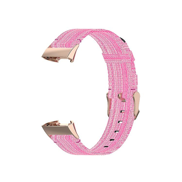 For Fitbit Charge 4 / Charge 3 Se Rustfrit Stål Hovedkorn Nylon Denim Udskiftningsrem Urrem MVZ Pink