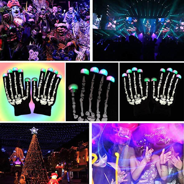 Skjeletthansker. Led-hansker. Lyshansker Fingerlys