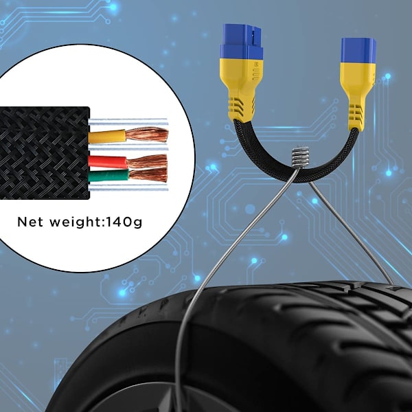 OBD-II förlängningskabel - 16-stifts hane till hona adapter, 20 cm längd för fordonsdiagnostiska skanningsverktyg