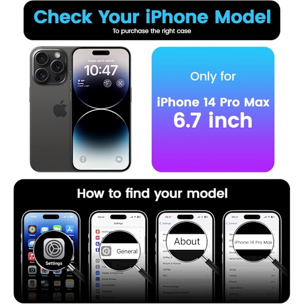 Designat för iPhone 14 Pro Max Skal, Stötsäkert Slimmat Tunt Telefonskal i Silikon för iPhone 14 Pro Max 6.7 tum (Svart) Svart