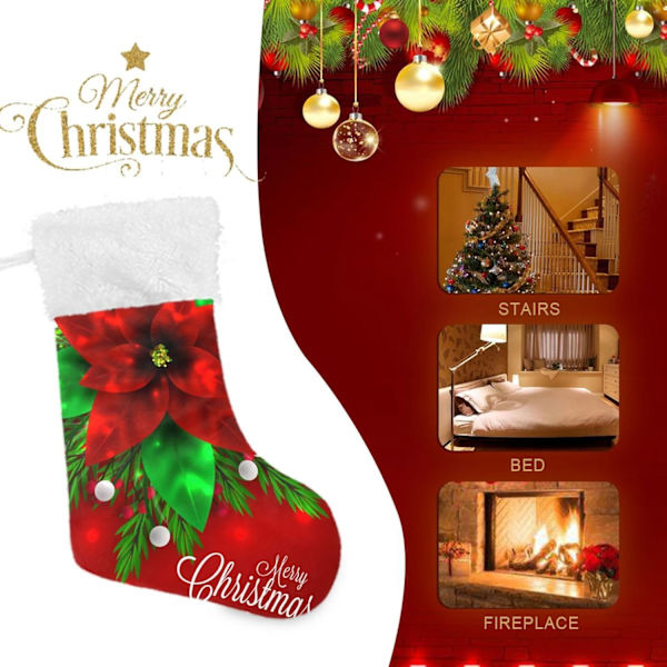 Julklapp, personliga julklappsstrumpor set om 2 God Jul 3D Röd Julstjärna 45,7 cm Julstrumpor Hängande Ornament Eldstad f