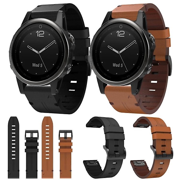 For Garmin Fenix 5s 20mm Læder Rem Med Spænde I Rustfrit Stål XZV