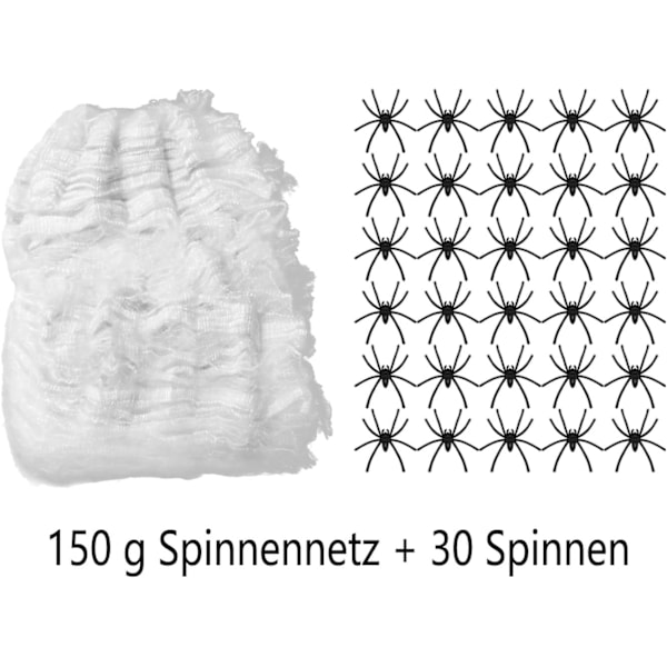 150g Spindelvev Halloween-dekorasjoner - Strekkbare falske spindelvev