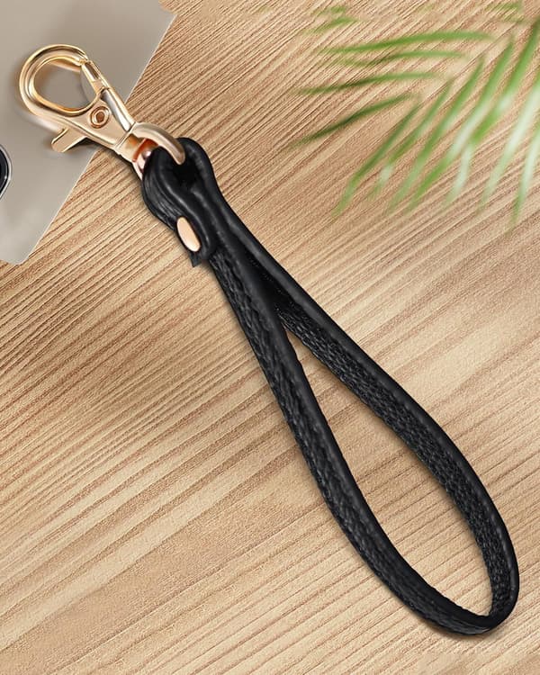 Håndledsrem, Nøglering i Ægte Læder Håndledsrem Nøglering Håndrem til Pung Taske Clutch Mobiltelefon Nøgleringe