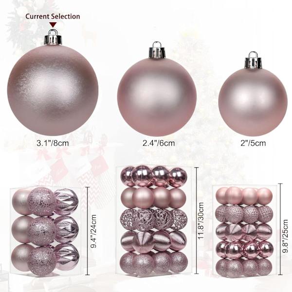 12 st 3,15\" julgranskulor julgransdekorationer krossäkra rosa julgran