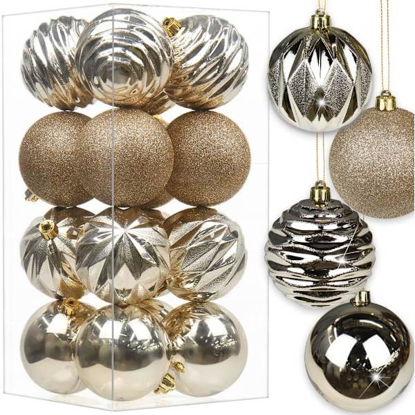 3,14\" Julgranskulor Dekorationer 16 Delar Julgransdekoration Set