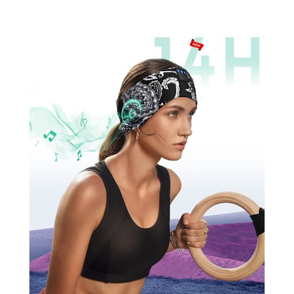 Bluetooth Sömnhörlurar Pannband - Mjuka Musikhörlurar för Män, Kvinnor & Tonåringar, Perfekt för Yoga, Träning & Resor