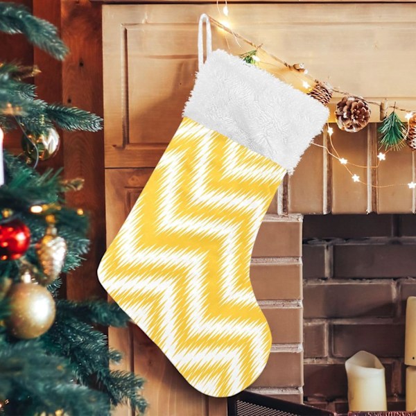 Julklapp, personliga julklappsstrumpor 2-pack gul våg Bohemia 45,7 cm julstrumpor hängande prydnad spis för träddekoration