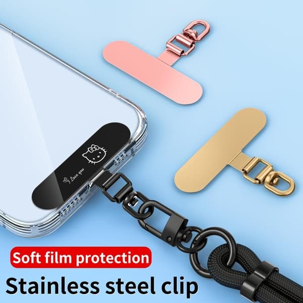 360° Roterende Telefon Tether Tab & Lanyard Connector, 20 kg Rustfrit Stål Telefonklips, Universal Drejelig Adapter til Stropper, Ingen-Klæbende Case Indsats