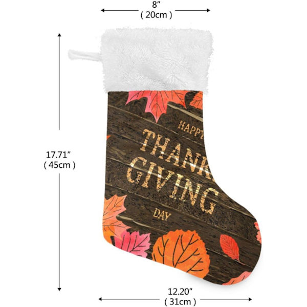 Julklapp, personliga julklappsstrumpor 2-pack Thanksgiving höstlöv trä 18 tum julstrumpor hängande prydnad spis för B