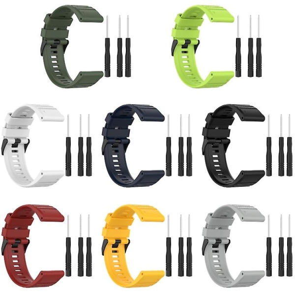 För Garmin Fenix ​​6 Gps 22mm horisontell textur silikon watch med borttagningsverktyg TIQ White
