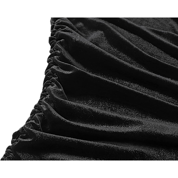 Mock Neck Långärmad Sammet Miniklänning - Elegant Solid Färg, Höfter Inslagna