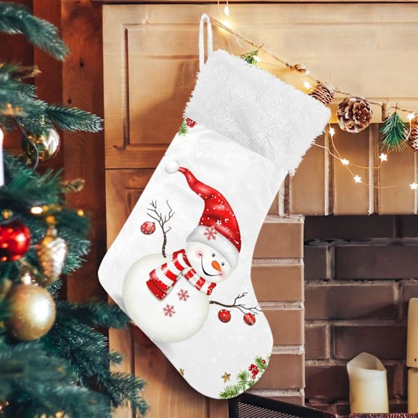 Weihnachtsstrumpf, Personalisierte Weihnachtsstrümpfe 2er Set Weihnachten Schneemann Weiß Tannenzweig Beeren 45,7 cm Xmas Strümpfe Hängende Ornam