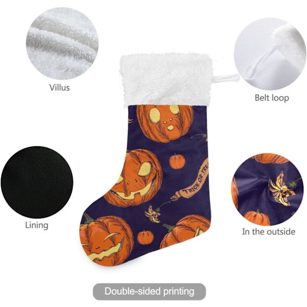 Julklapp, Personliga Julklappsstrumpor 2-pack Halloween Pumpa Blå 45,7 cm Julstrumpor Hängande Ornament Eldstad för Träddekoration