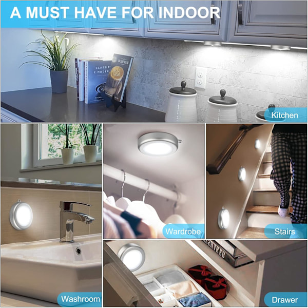 4-pack rörelsesensor LED-nattlampa, sladdlös utan fallrisk