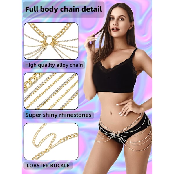 Rhinestone Body Chains Smycken til kvinder og piger Sexede