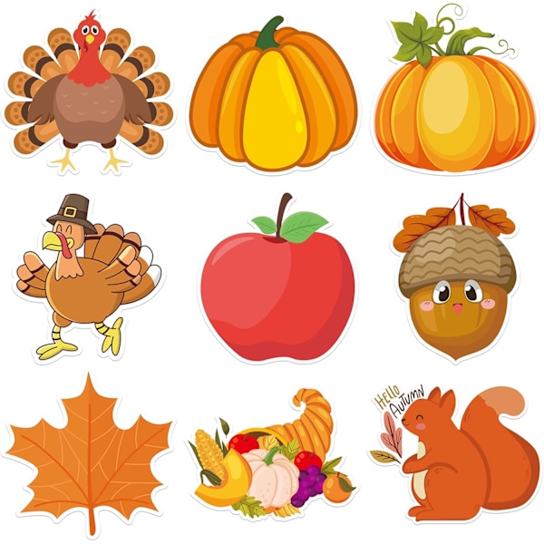 Dobbeltsidige kalkun gresskar høstblader eikenøtt utskjæringer - Høst Thanksgiving klasserom dekorasjoner