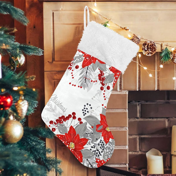 Julklapp, Personliga Julklappsstrumpor 2-pack Julstjärna Julgran Krans 45,7 cm Julstrumpor Hängande Ornament Kam