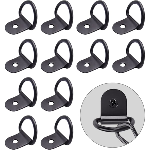 12 D-ring surrningsöglor, rostfritt stål surrningsringar, lastkapacitet upp till 100 kg per ring