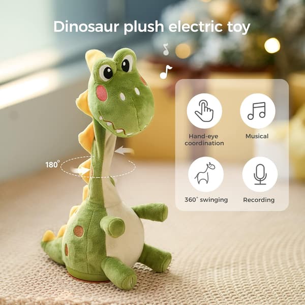 TUMAMA Dinosaur Dancing Interactive Baby Toy, Mimicking Twisted Electronic Soft Plush Toy with Talking Recording Repeat Talking, Talking Dinosaur