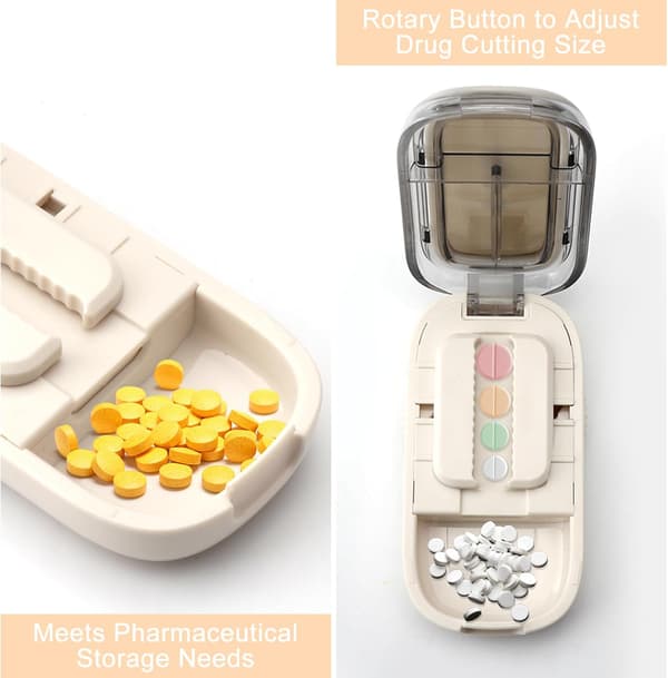 wxsp Tablettdispenser för tabletter med flera piller, tablettdispenser för alla tabletter, tablettskärare, pillerseparator, medicindispenser med förvaring