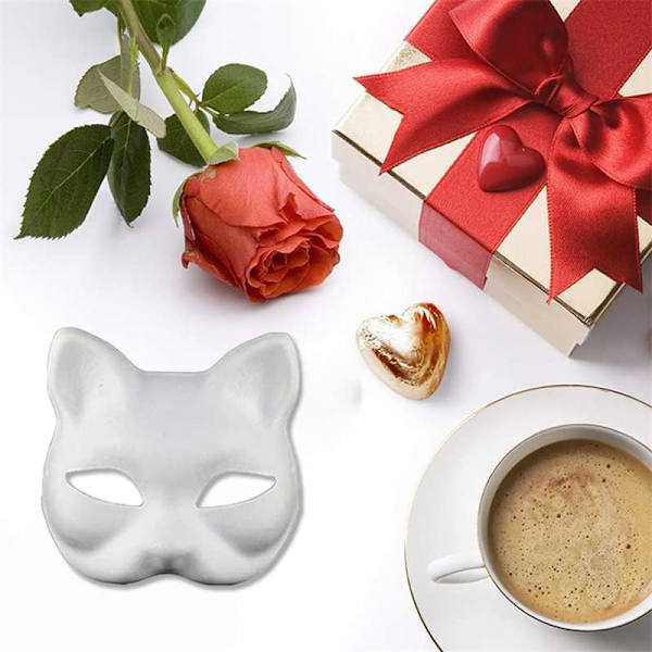 Therian Masque DIY Blanke Ræv Katte Masker Ren Hvid Graffiti Masker Personlighed Masker Egnet Til Cosplay Halloween Karneval Dae Fest Masker Katte Masque
