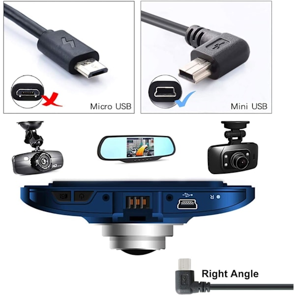 Pasow Mini USB-ladekabel USB 2.0 A-han til Mini-B Bil