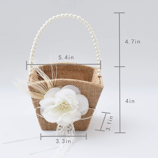 2 stk. Burlap Blomsterpikekurver til bryllup - Romantisk bryllupsblomster