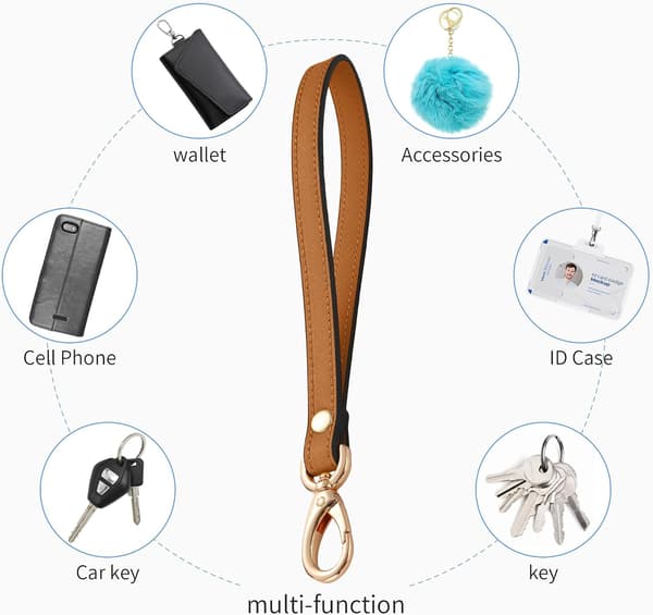 Håndledsrem, ægte læder håndledsnor håndrem erstatning til pung, clutch, pose, telefon, ID