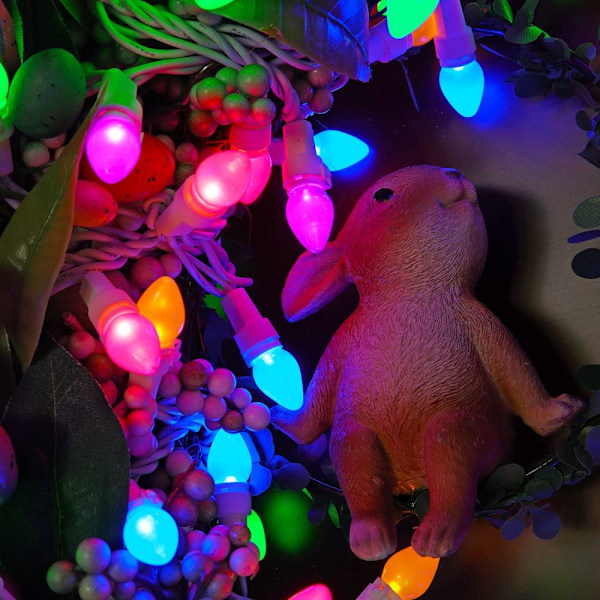 Påskljussträng 50 LED Flerfärgade Julgransljus Vit Tråd Pastell Strängljus Anslut för Sovrum Inomhus Uteplats Krans Karneval Påsk