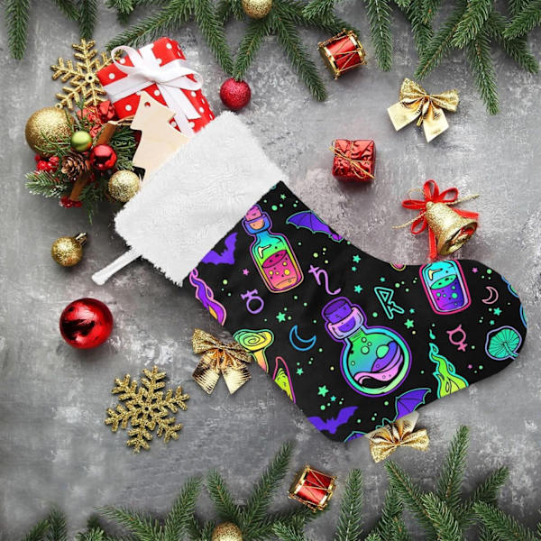 Julklapp, Personliga Julklappsstrumpor 2-pack Psykedelisk Svampfladdermus Lila 45,7 cm Julstrumpor Hängande Ornament Eldstad