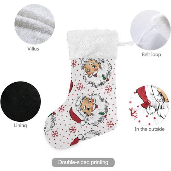Julklapp, Personliga Julklappsstrumpor 2-pack Jultomten Snöflingor Prickar 18 tum Julstrumpor Hängande Prydnad