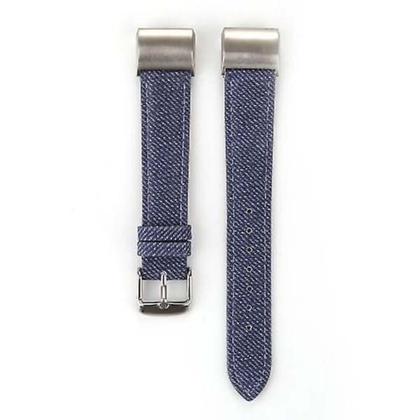 For Fitbit Charge 2 Cowboy Texture Leather Watch Band LFM Dark Blue