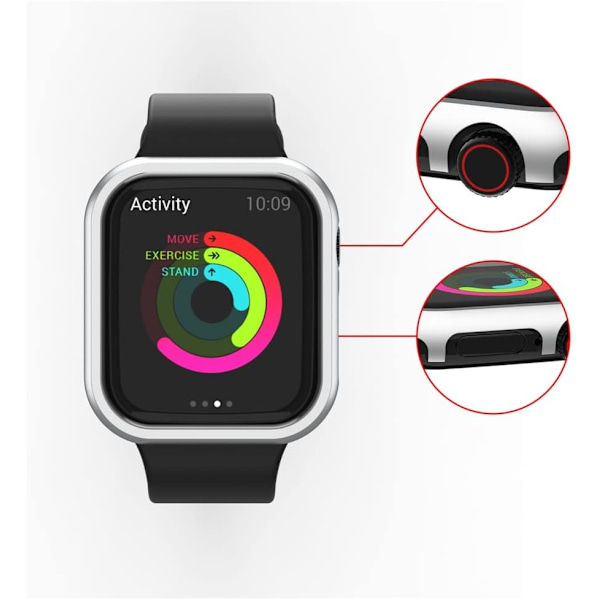 Aluminiumlegeringsskal för Apple Watch Series 7 41mm 45mm Metallskal för iWatch 6 SE 5 3 40mm 44mm Ram Skyddande Hölje (Färg : Röd, Storlek : 4
